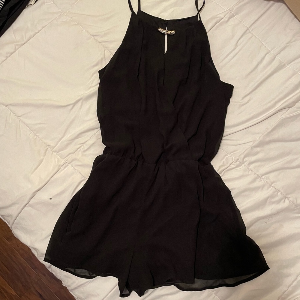 Black High Neck Romper